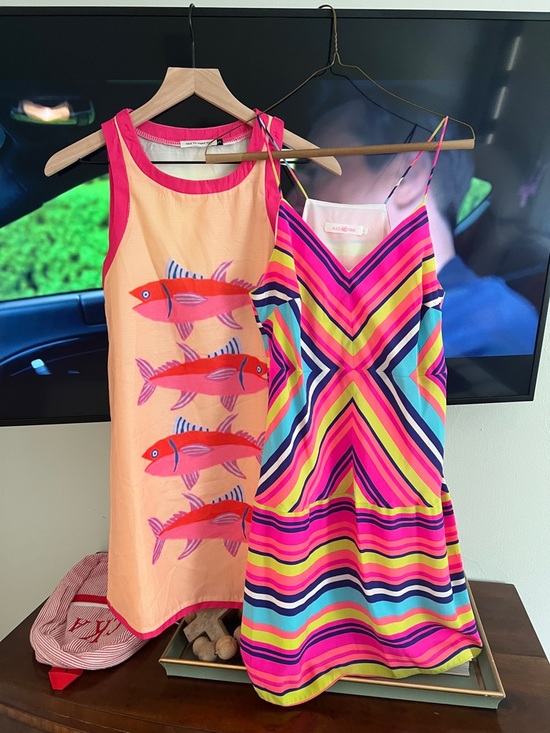 Alice & Trixie Dresses & Skirts - Alice & Trixie Neon Pink Multi-Color Striped women’s Summer Dress bundle small